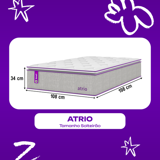 Colchão Solteirão Molas Ensacadas Pillow D26/D28 108x198x34 Atrio SmartZzz