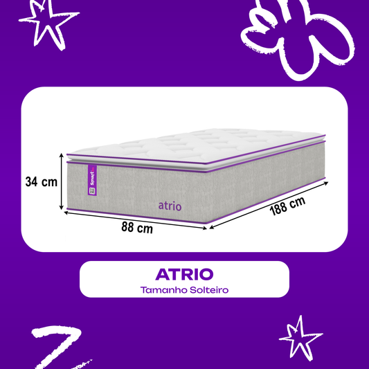 Colchão Solteiro Molas Ensacadas Pillow 88x188x34 Atrio SmartZzz