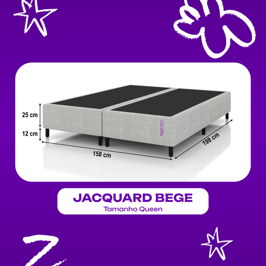 Cama Box Queen Bege 198x158x25 Jaquard Cayambe SmartZzz