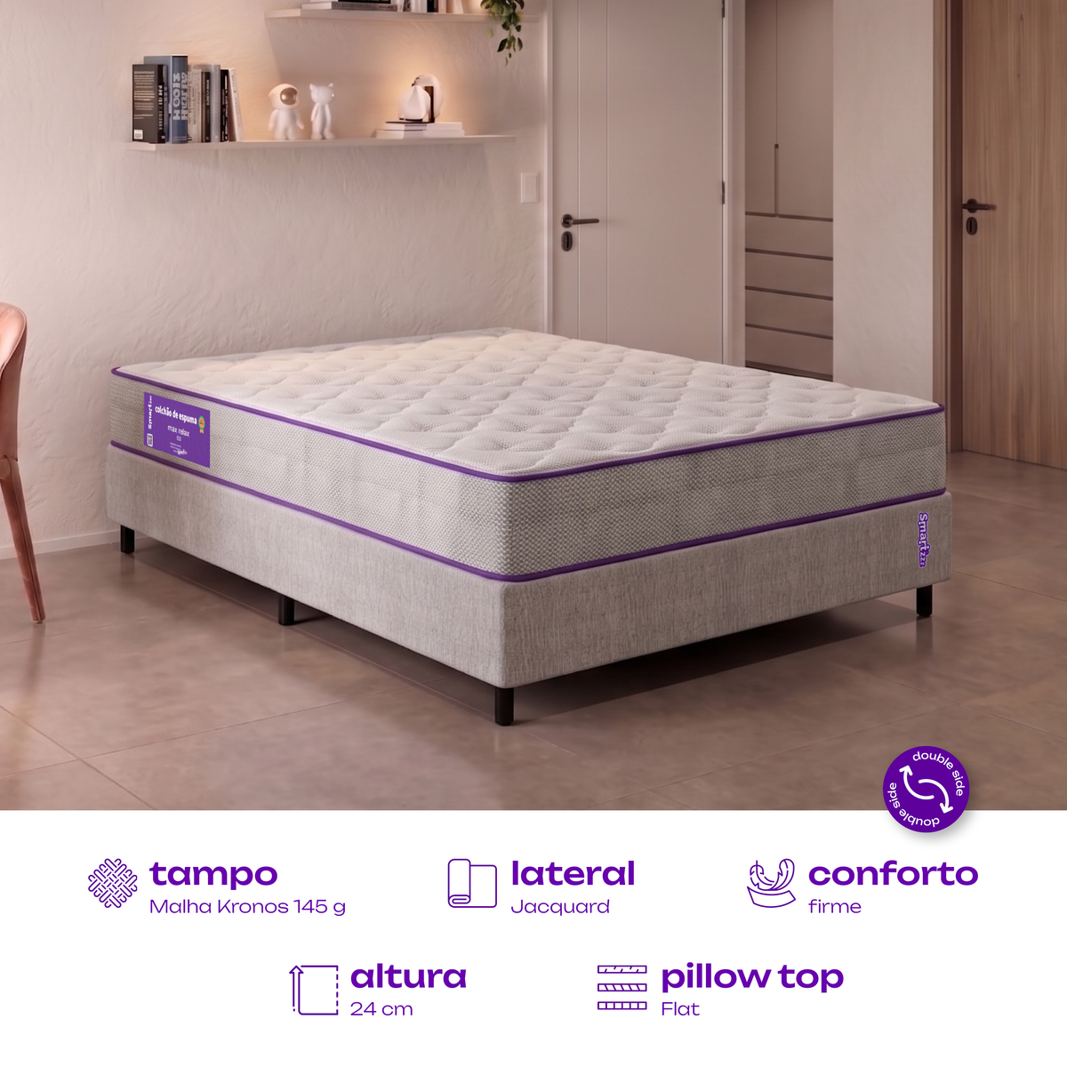 Colchão Casal Ortopédico D33 138x188x24 Max Relax SmartZzz By Plumatex