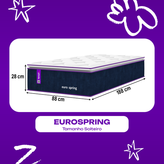 Colchão Solteiro Molas Ensacadas com Pillow 88x188x28 Euro Spring SmartZzz