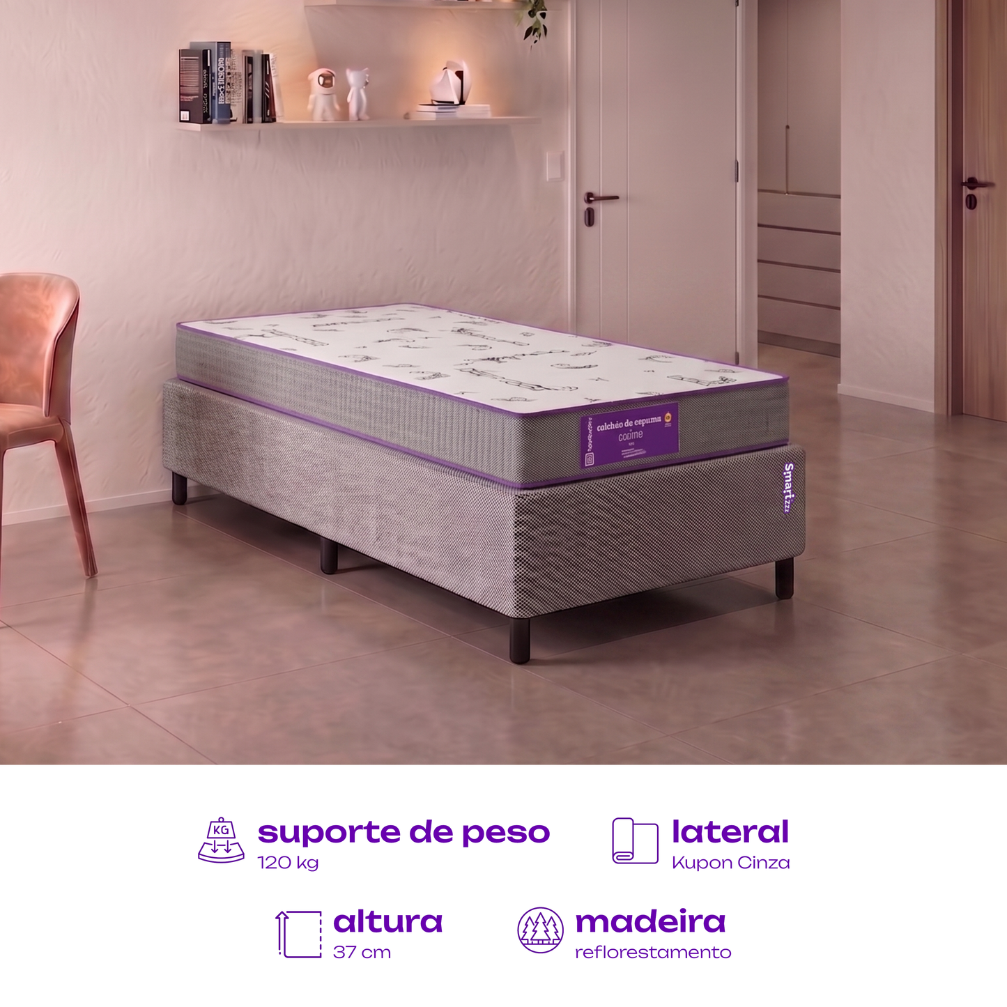 Base Solteiro Kupon 78x188x25 SmartZzz