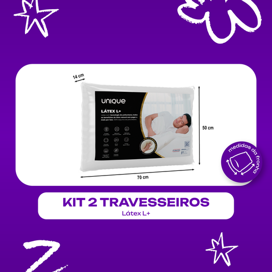 Kit 2 Travesseiros Látex+ Unique 50x70x14 Unique