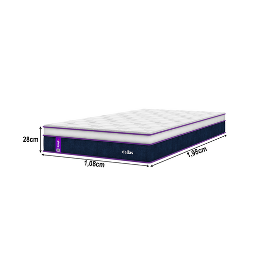 Colchão Solteirão Molas Ensacadas Dallas 108x198x28 Smartz