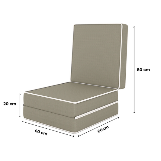 Puff Cama Solteiro Multiuso 3 Em 1 Bege 60x60x36 Plumatex