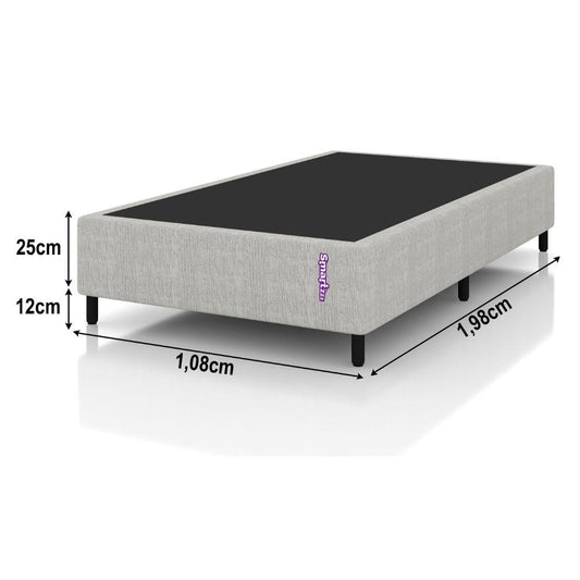Cama Box Bege Jaquard Cayambe Solteirão 108x198x25 cm Smartz