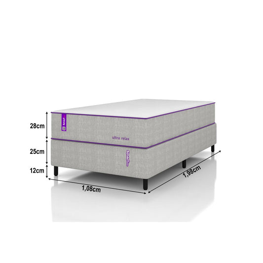 Cama Box Solteirão Com Colchão D28+D25 108x198 Ultra Relax Smartz
