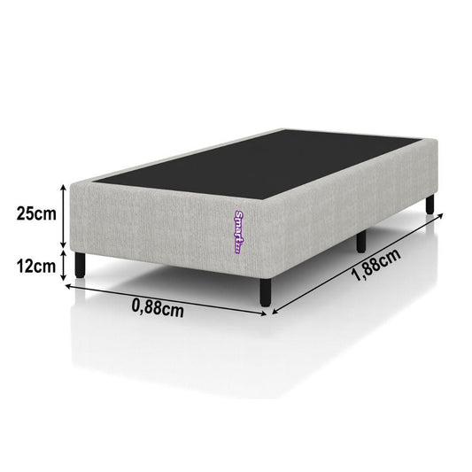 Cama Box Solteiro Jaquard Cayambe Bege 88x188x25 cm Smartz