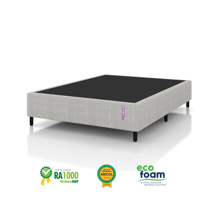 Cama Box Solteiro Design Moderno 88x188x25 Jacquard Bege  Smartz