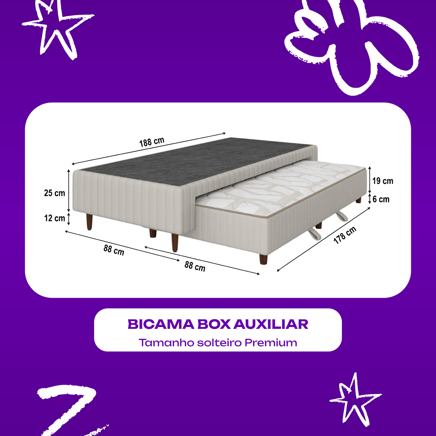 Bicama Box Auxiliar Premium 88x188x25 SmartZzz