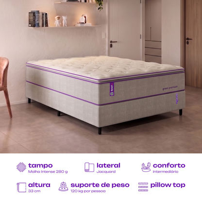 Colchão Casal Molas Ensacadas D33 138x188x33 Green Premium SmartZzz