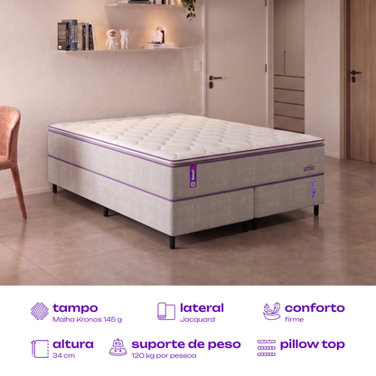 Colchão Queen Molas Ensacadas Pillow D26+D28 158x198x34 Atrio SmartZzz By Plumatex