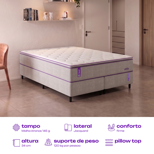 Colchão Queen Molas Ensacadas Pillow D26+D28 158x198x34 Atrio SmartZzz
