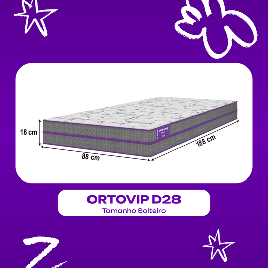 Colchão Solteiro D28 88x188x18 Ortovip SmartZzz