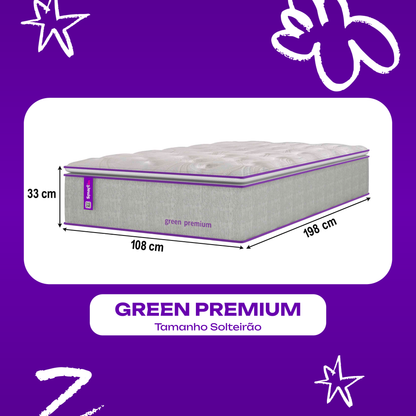 Colchão Solteirão Molas Ensacadas D33 108x198x33 Green Premium SmartZzz By Plumatex