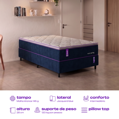 Colchão Solteirão Molas Ensacadas D28 108x198x28 EUROSPRING SmartZzz By Plumatex