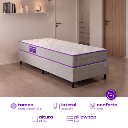 Colchão Solteiro D33 Ortopédico Pillow Flat 88x188x24 Max Relax SmartZzz By Plumatex