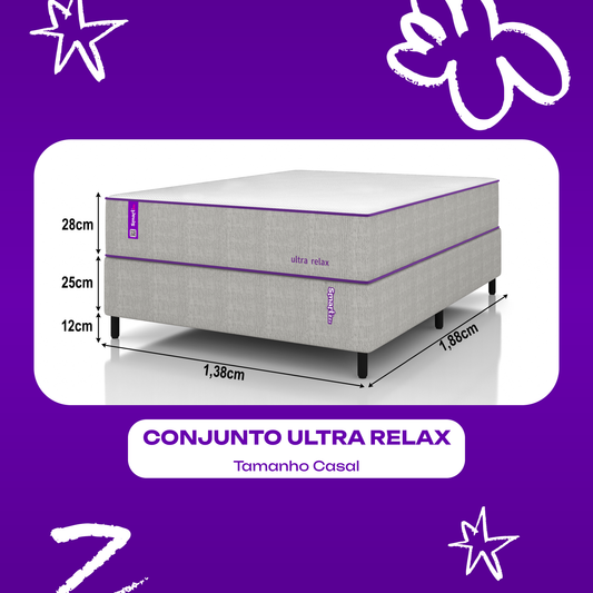 Cama Box Casal com Colchão 138x188 Ultra Relax SmartZzz