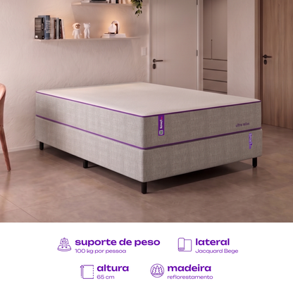 Cama Box Casal com Colchão 138x188 Ultra Relax SmartZzz By Plumatex