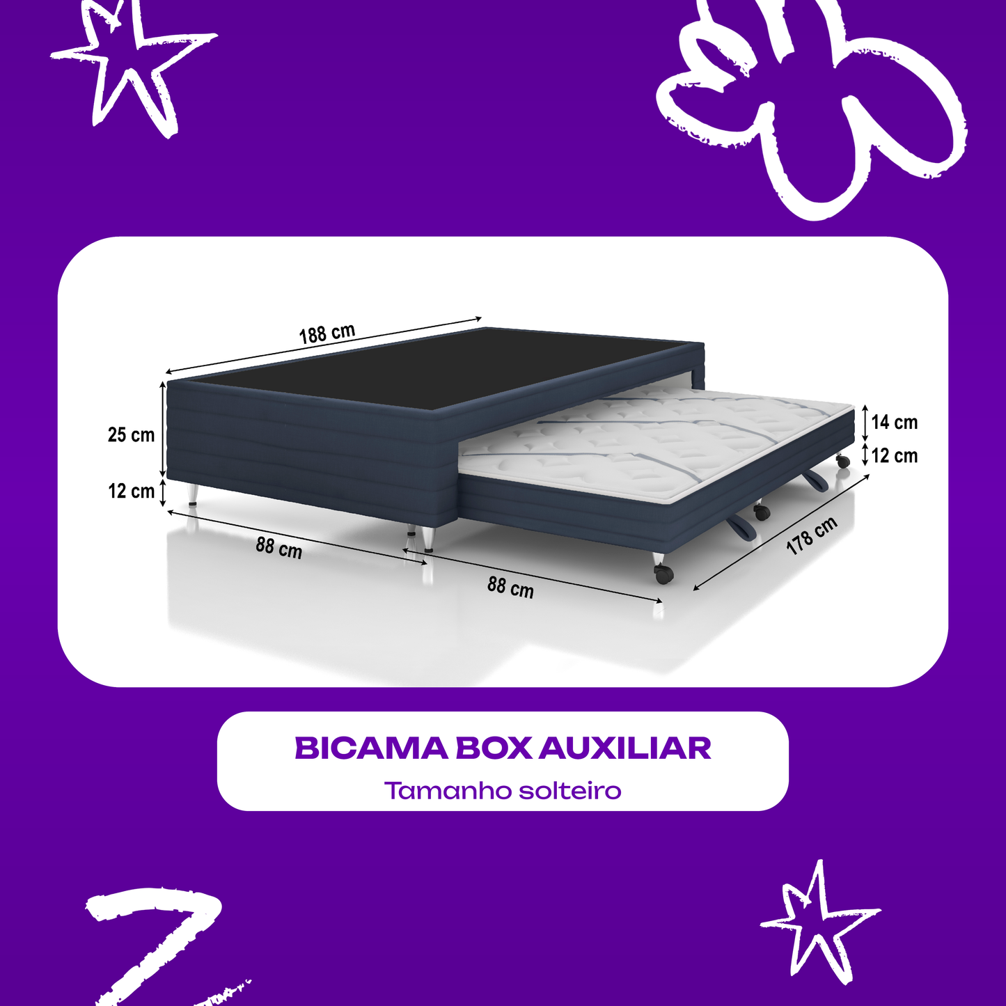 Bicama Box Auxiliar Standard 88x188x25 Plumatex