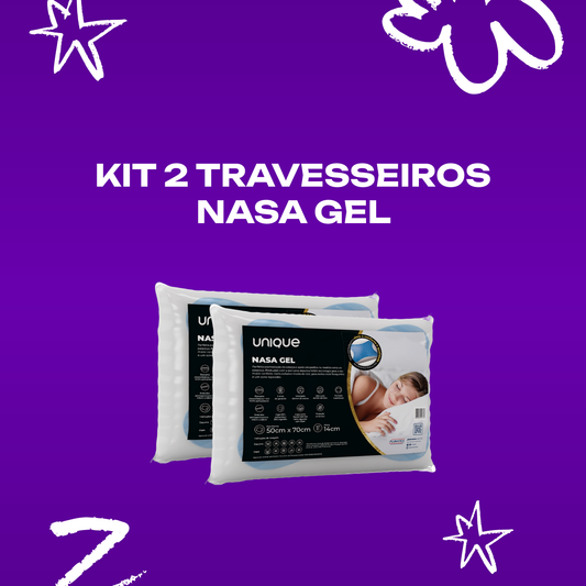 Kit 2 Travesseiro NASA Gel Super Alto Luxo 50x70x17 Unique