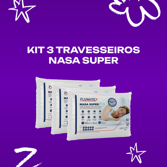 Kit 3 Travesseiros Viscoelástico Super NASA 50x70x14 Plumatex