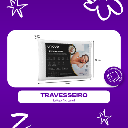 Travesseiro Látex Natural Capa Percal 200 fios 50x70x14 Unique