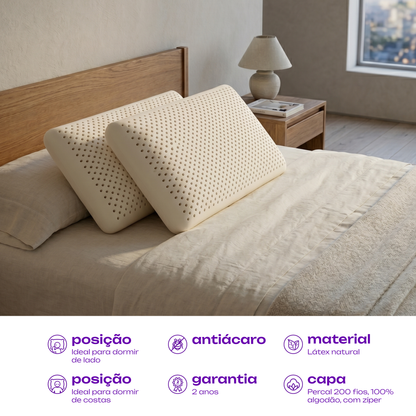 Travesseiro Látex Natural Capa Percal 200 fios 50x70x14 Unique