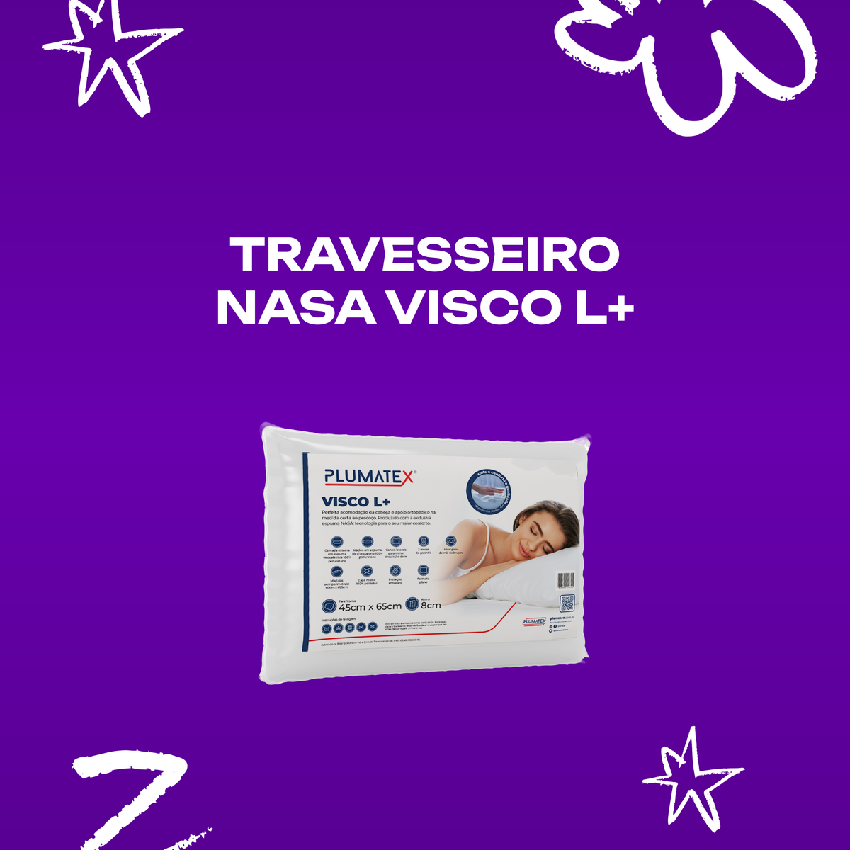 Travesseiro Visco NASA L+ 45x65x8 Plumatex