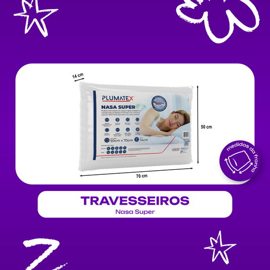 Kit 2 Travesseiros NASA Viscoelástico Super Alto 50x70x17 Plumatex