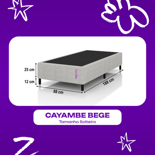 Cama Box Solteiro Bege 88x188x25 Jacquard Cayambe SmartZzz