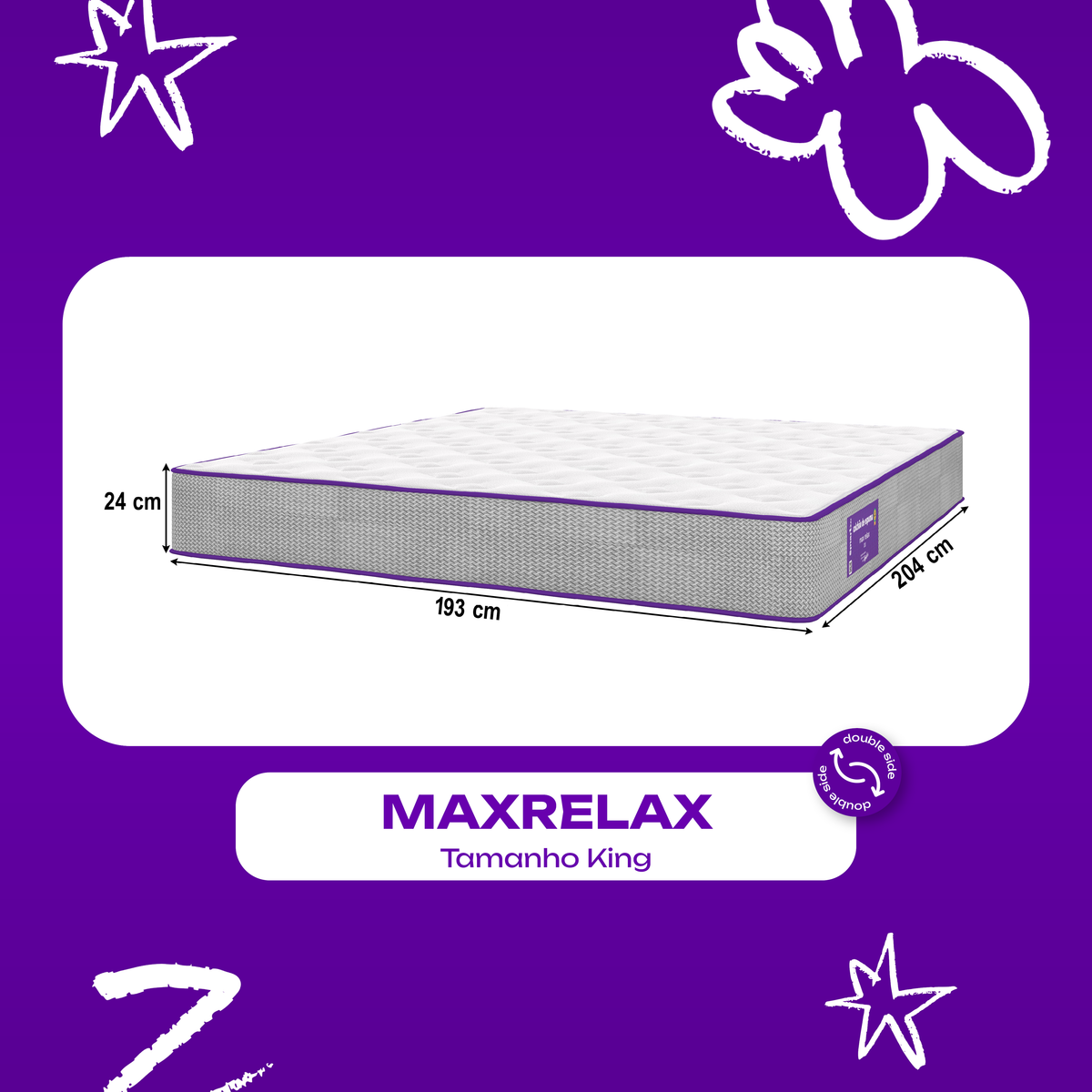 Colchão King D33 Ortopédico Pillow Flat 193x203x24 Max Relax SmartZzz By Plumatex