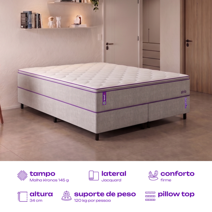 Colchão King Molas Ensacadas Pillow D26+D28 193x203x34 Atrio SmartZzz By Plumatex