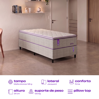 Colchão Solteiro Molas Ensacadas Pillow 88x188x34 Atrio SmartZzz By Plumatex