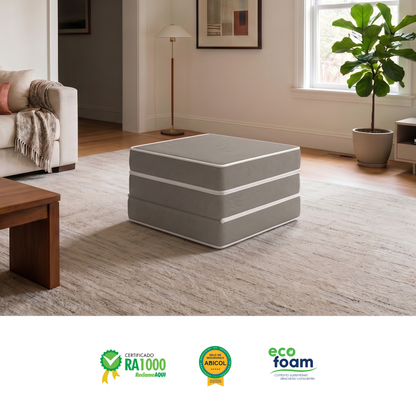 Puff Cama Solteiro Multiuso 3 em 1 Bege 60x60x36 Plumatex