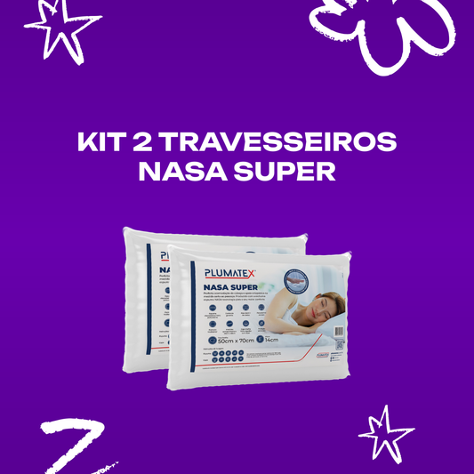 Kit 2 Travesseiros Viscoelástico Super NASA 50x70x14 Plumatex