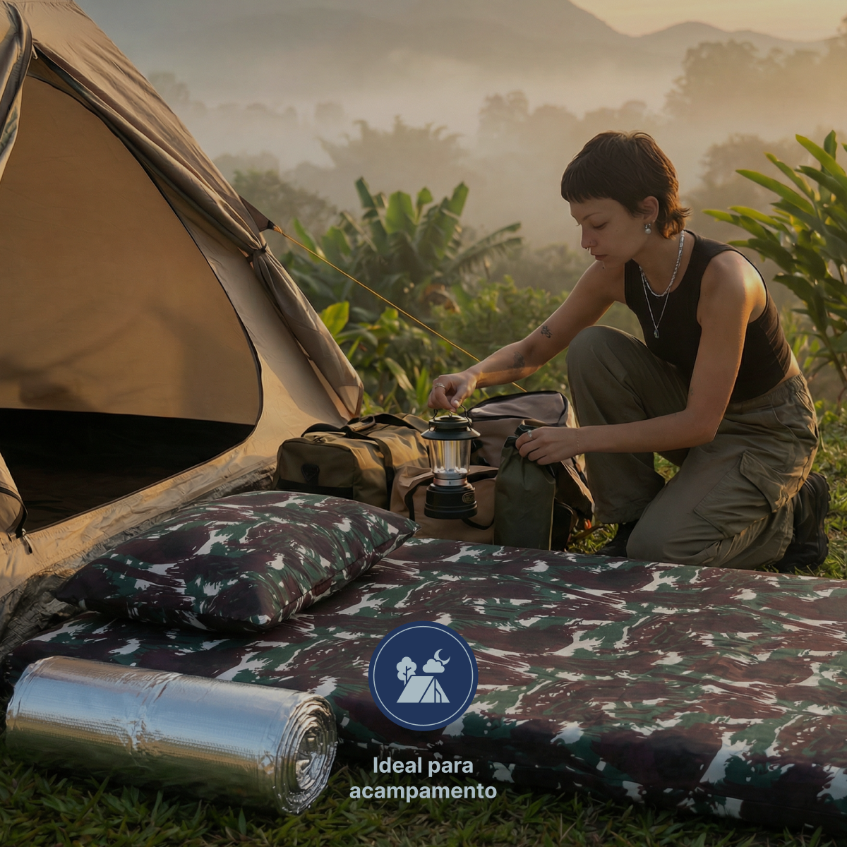 Colchonete Para Camping Com Travesseiro 78x188x07 Plumatex