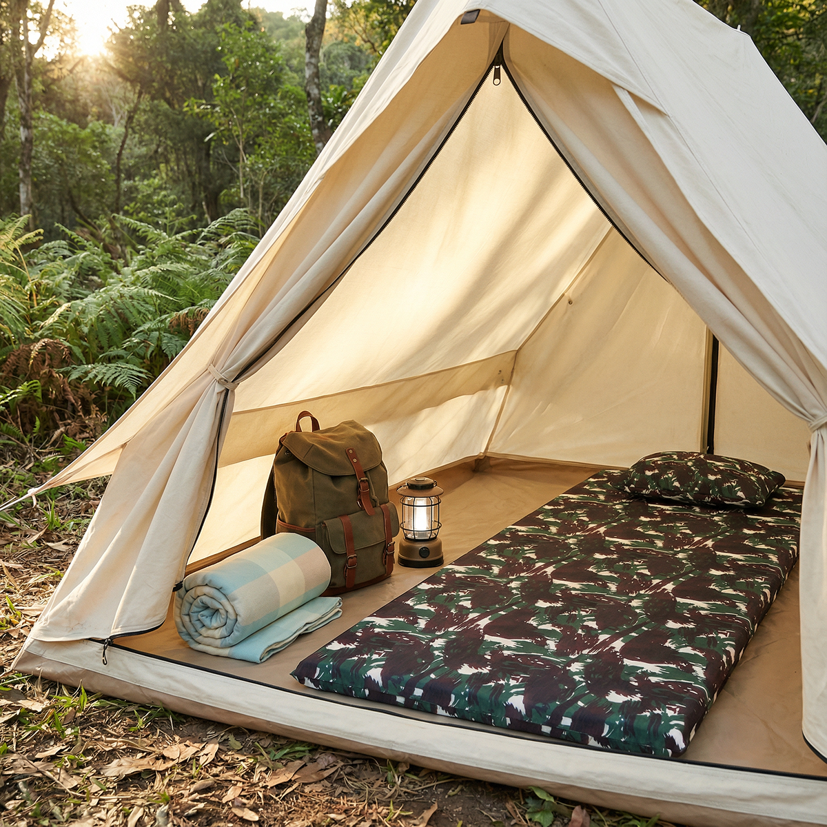 Colchonete Casal Camping Com Travesseiro 128x188x04 Plumatex