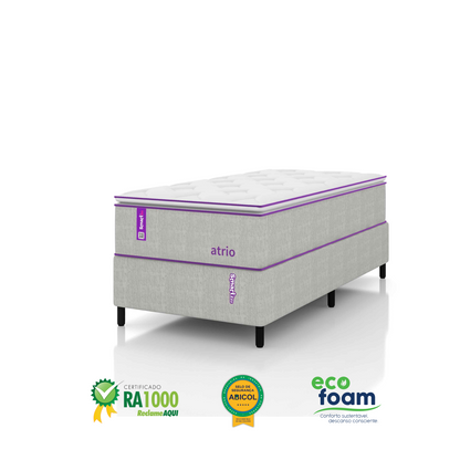 Cama Box Solteiro Com Colchão D26/D28 88x188 ATRIO Smartz
