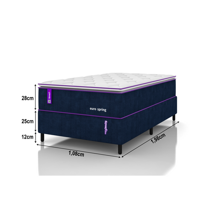 Cama Box Solteirão C/ Colchão Molas + D28 108x198 EUROSPRING