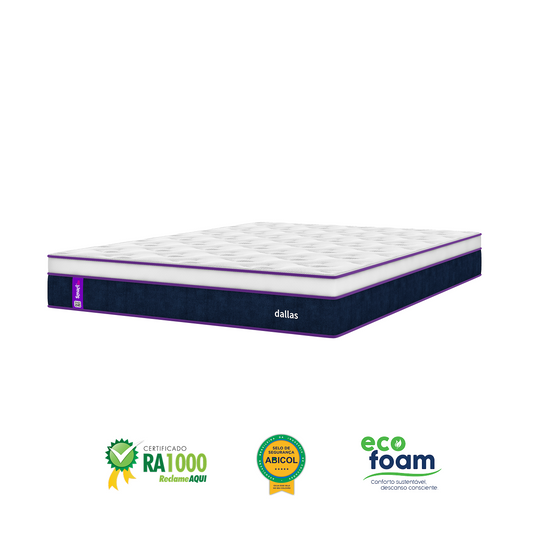 Colchão Casal Molas Ensacadas Plumatex 138x188cm Conforto Intermediário Para Cama Box