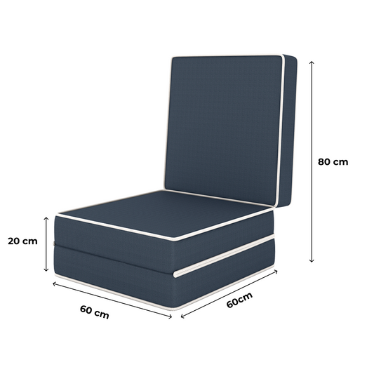 Puff Cama Solteiro Multiuso 3 Em 1 Azul 60x60x36 Plumatex