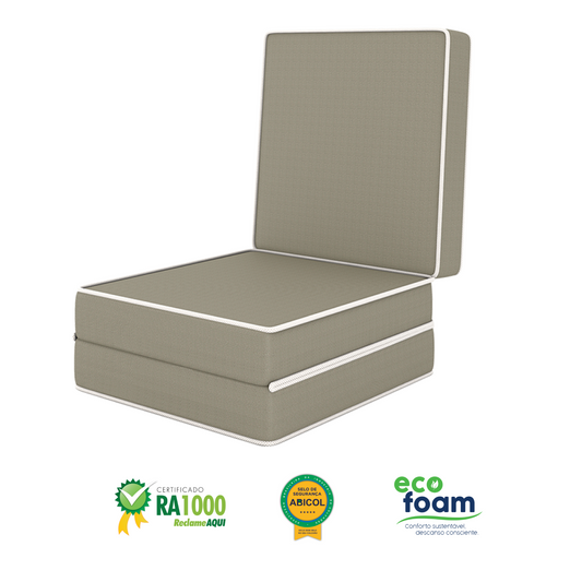 Puff Cama Solteiro Multiuso 3 Em 1 Bege 60x60x36 Plumatex