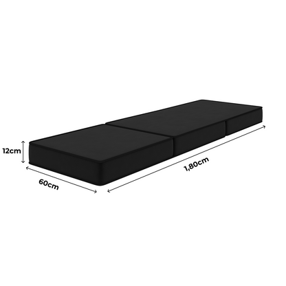 Puff Cama Solteiro Multiuso 3 Em 1 Preto 60x60x30 Plumatex