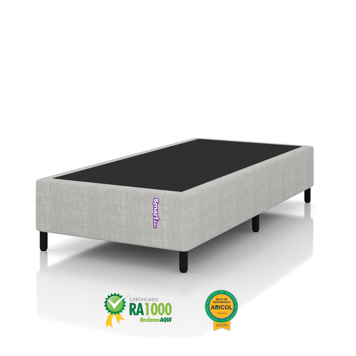 Cama Box Solteiro Bege 88x188x25 Jaquard Cayambe Smartz
