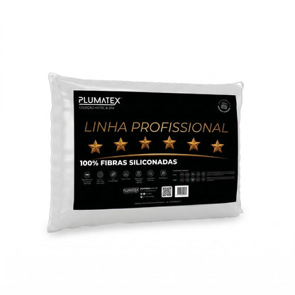 Kit 2 Travesseiros 100% Fibras Siliconadas Percal 180 Fios Linha Profissional 50x70x14 Plumatex