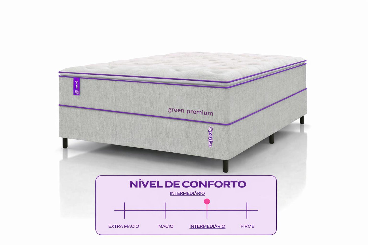 Cama Box  Casal Com Colchão Molas Ensacadas D33 138x188 GREEN PREMIUM Smartz