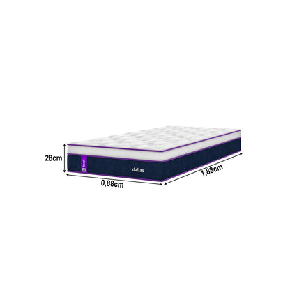 Cama Box com Colchão Solteiro Dallas 188x88x65 Smartz