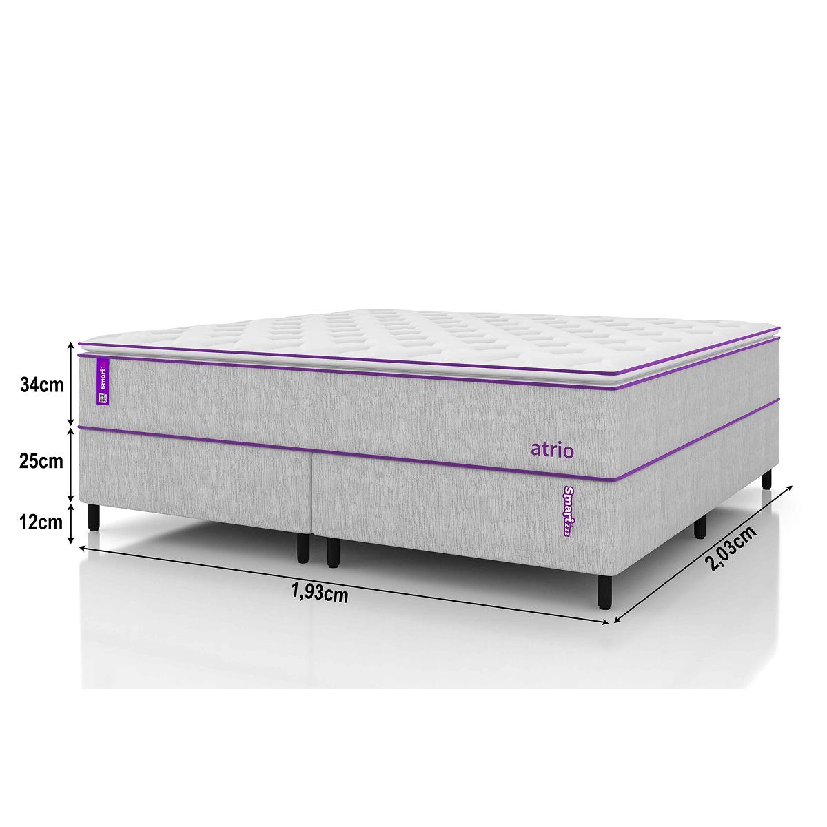 Cama Box King Com Colchão D26/D28 193x203 ATRIO Smartz