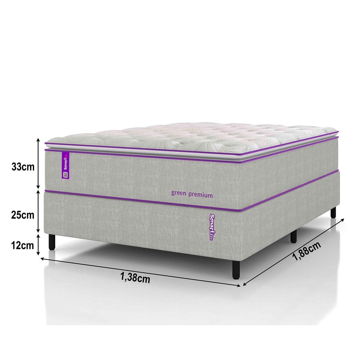 Cama Box Solteirão com Colchão D33 138x188  Green Premium
